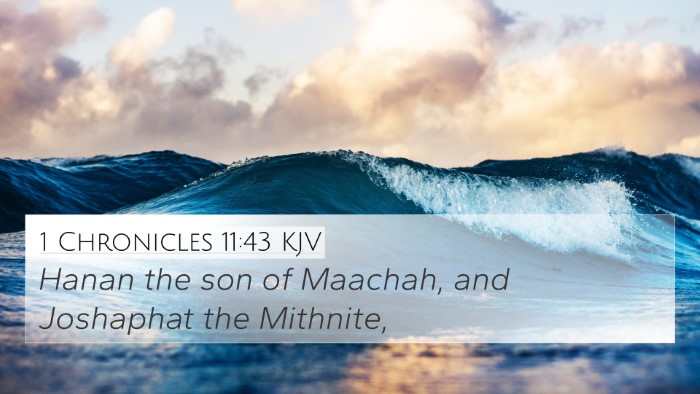 1 Chronicles 11:43 KJV 4K Wallpaper - Hanan the son of Maachah, and Joshaphat the - 4K Wallpaper Bible Verse