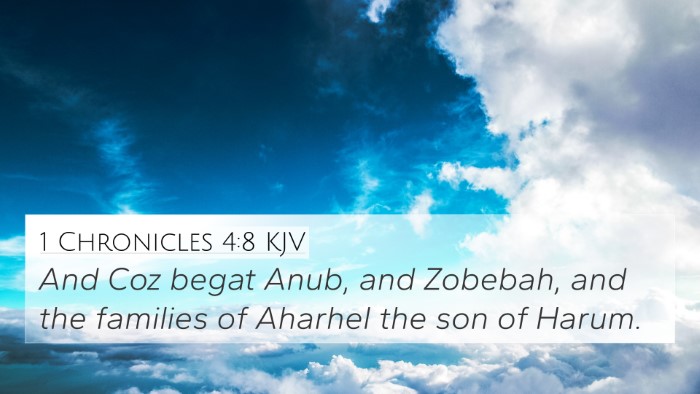 1 Chronicles 4:8 KJV 4K Wallpaper - And Coz begat Anub, and Zobebah, and the families - 4K Wallpaper Bible Verse