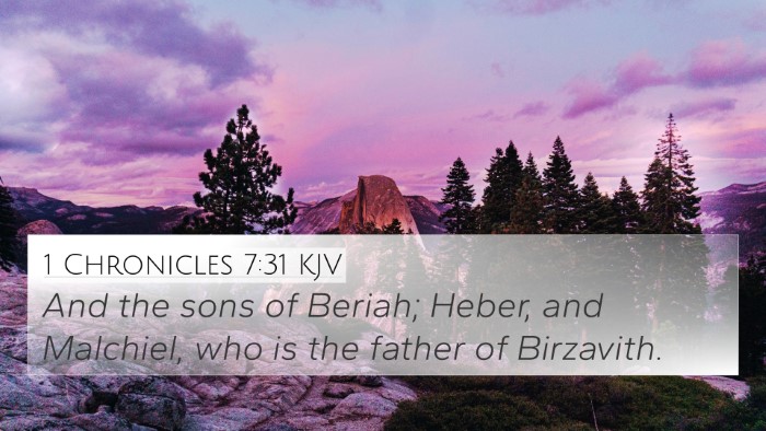 1 Chronicles 7:31 KJV 4K Wallpaper - And the sons of Beriah; Heber, and Malchiel, who - 4K Wallpaper Bible Verse