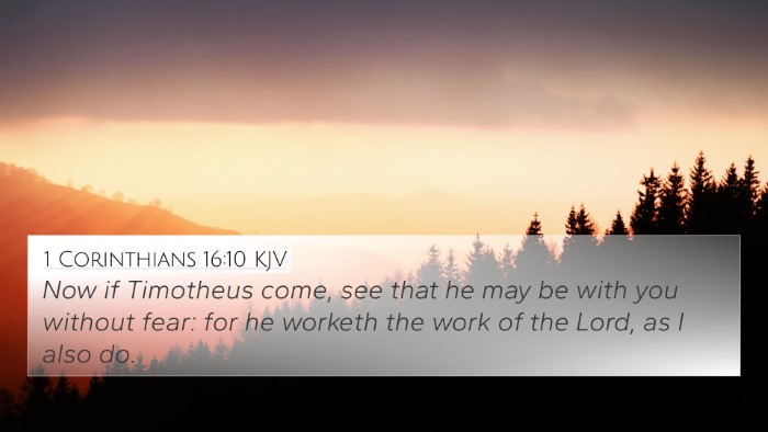 1 Corinthians 16:10 KJV Bible Verse Image