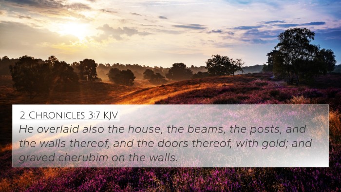 2 Chronicles 3:7 KJV 4K Wallpaper - He overlaid also the house, the beams, the posts, - 4K Wallpaper Bible Verse