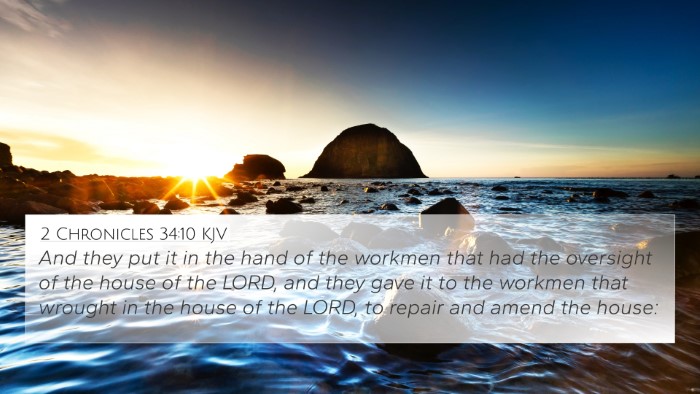 2 Chronicles 34:10 KJV 4K Wallpaper - And they put it in the hand of the workmen that - 4K Wallpaper Bible Verse