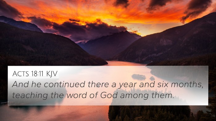 Acts 18:11 KJV 4K Wallpaper - And he continued there a year and six months, - 4K Wallpaper Bible Verse