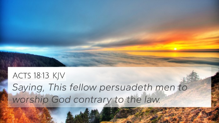Acts 18:13 KJV Bible Verse Image