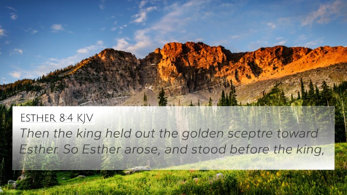 Esther 8:4 KJV 4K Wallpaper - Then the king held out the golden sceptre toward - 4K Wallpaper Bible Verse