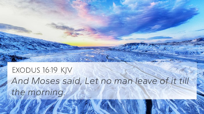 Exodus 16:19 KJV 4K Wallpaper - And Moses said, Let no man leave of it till the - 4K Wallpaper Bible Verse