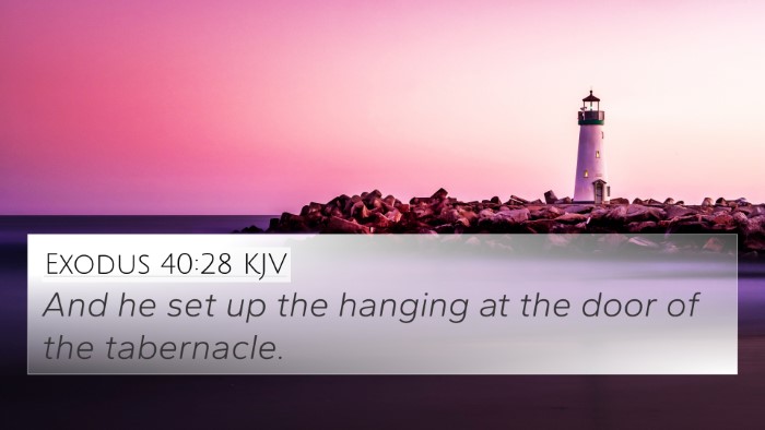 Exodus 40:28 KJV 4K Wallpaper - And he set up the hanging at the door of the - 4K Wallpaper Bible Verse