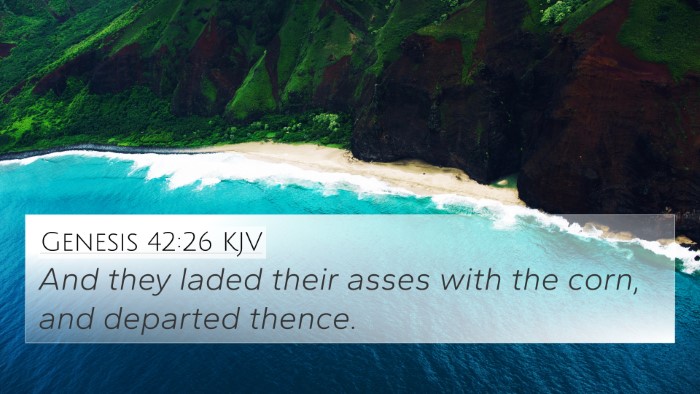 Genesis 42:26 KJV 4K Wallpaper - And they laded their asses with the corn, and - 4K Wallpaper Bible Verse