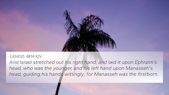 Genesis 48:14 KJV Bible Verse Image