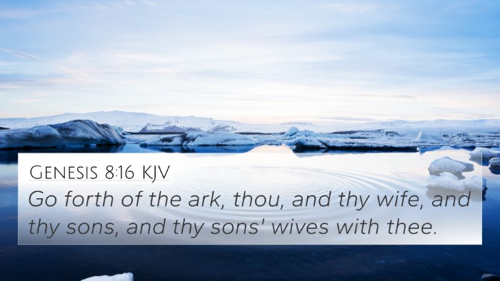 Genesis 8:16 KJV 4K Wallpaper - Go forth of the ark, thou, and thy wife, and thy - 4K Wallpaper Bible Verse