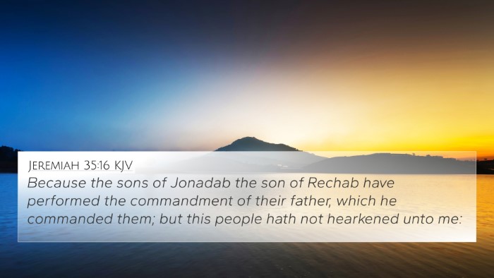 Jeremiah 35:16 KJV 4K Wallpaper - Because the sons of Jonadab the son of Rechab - 4K Wallpaper Bible Verse