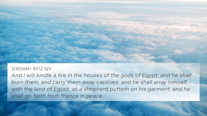 Jeremiah 43:12 KJV Bible Verse Image