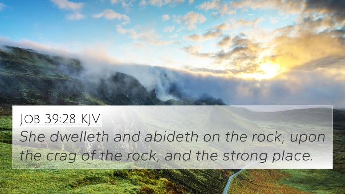 Job 39:28 KJV 4K Wallpaper - She dwelleth and abideth on the rock, upon the - 4K Wallpaper Bible Verse
