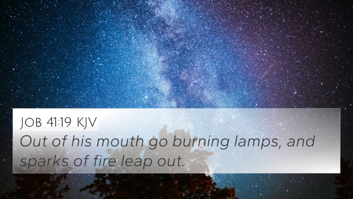 Job 41:19 KJV 4K Wallpaper - Out of his mouth go burning lamps, and sparks of - 4K Wallpaper Bible Verse