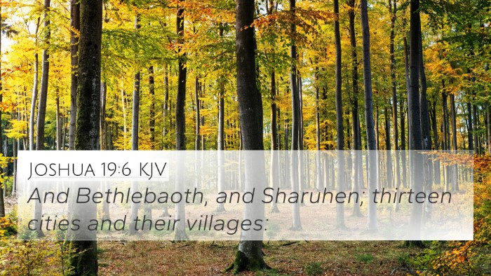 Joshua 19:6 KJV 4K Wallpaper - And Bethlebaoth, and Sharuhen; thirteen cities - 4K Wallpaper Bible Verse