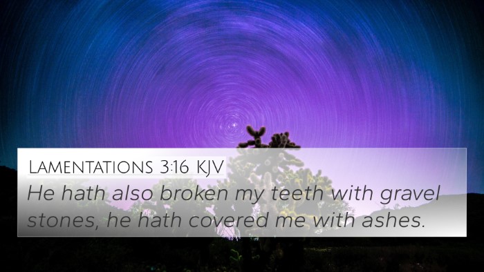 Lamentations 3:16 KJV 4K Wallpaper - He hath also broken my teeth with gravel stones, - 4K Wallpaper Bible Verse
