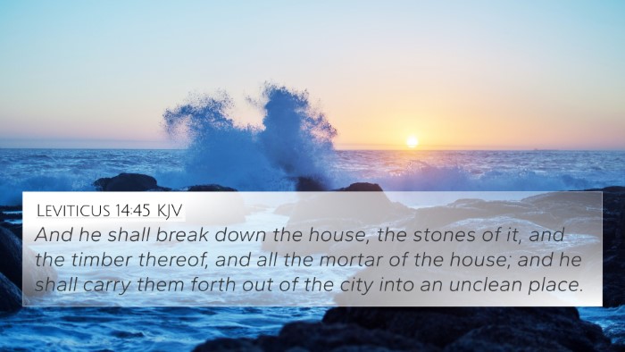 Leviticus 14:45 KJV 4K Wallpaper - And he shall break down the house, the stones of - 4K Wallpaper Bible Verse