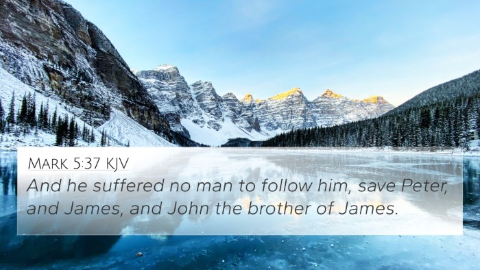 Mark 5:37 KJV Bible Verse Image