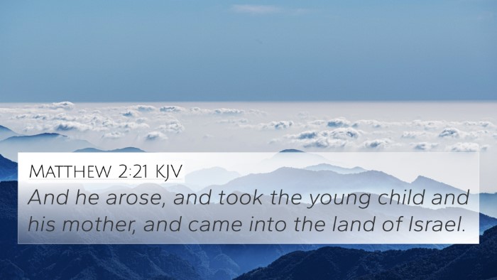 Matthew 2:21 KJV 4K Wallpaper - And he arose, and took the young child and his - 4K Wallpaper Bible Verse