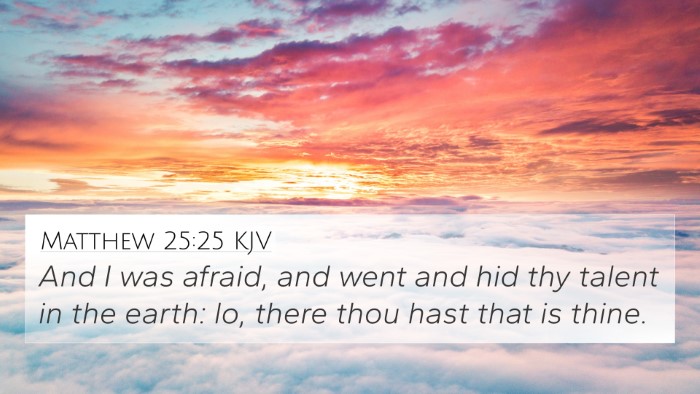 Matthew 25:25 KJV 4K Wallpaper - And I was afraid, and went and hid thy talent in - 4K Wallpaper Bible Verse