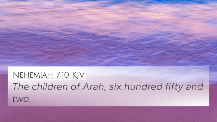 Nehemiah 7:10 KJV 4K Wallpaper - The children of Arah, six hundred fifty and - 4K Wallpaper Bible Verse