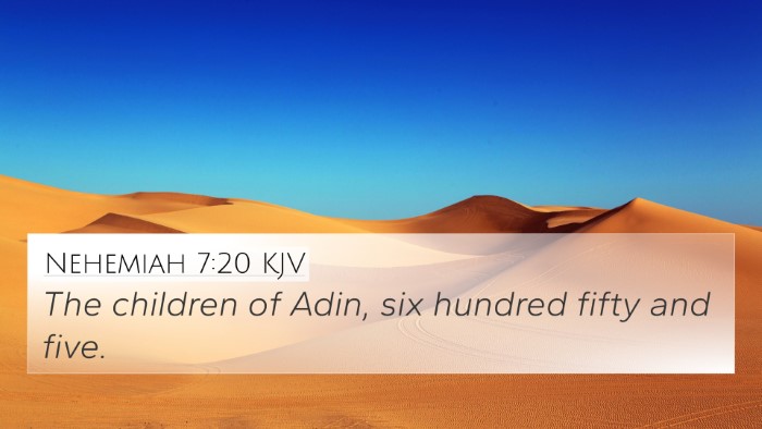Nehemiah 7:20 KJV 4K Wallpaper - The children of Adin, six hundred fifty and - 4K Wallpaper Bible Verse