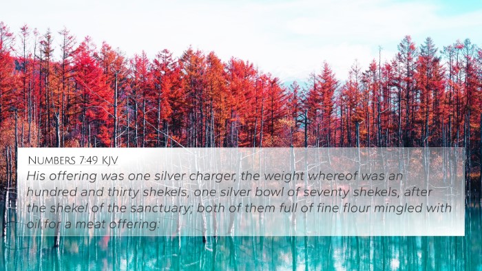Numbers 7:49 KJV 4K Wallpaper - His offering was one silver charger, the weight - 4K Wallpaper Bible Verse
