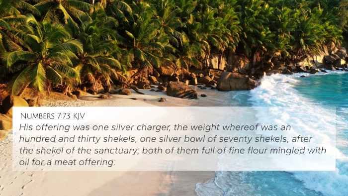 Numbers 7:73 KJV 4K Wallpaper - His offering was one silver charger, the weight - 4K Wallpaper Bible Verse