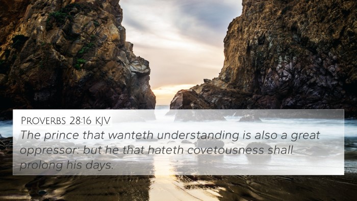 Proverbs 28:16 KJV Bible Verse Image