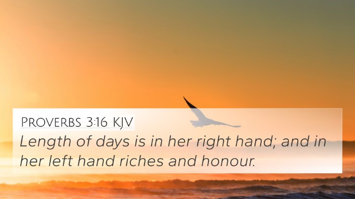 Proverbs 3:16 KJV Bible Verse Image
