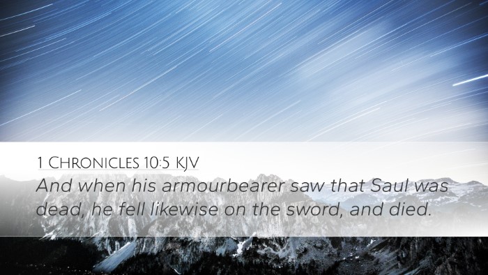 1 Chronicles 10:5 KJV Desktop Wallpaper - And when his armourbearer saw that Saul was dead, - Desktop Bible Verse Wallpaper
