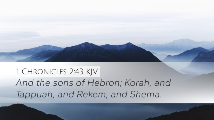 1 Chronicles 2:43 KJV Desktop Wallpaper - And the sons of Hebron; Korah, and Tappuah, and - Desktop Bible Verse Wallpaper