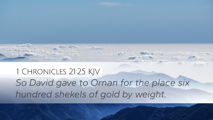 1 Chronicles 21:25 KJV Desktop Wallpaper - So David gave to Ornan for the place six hundred - Desktop Bible Verse Wallpaper