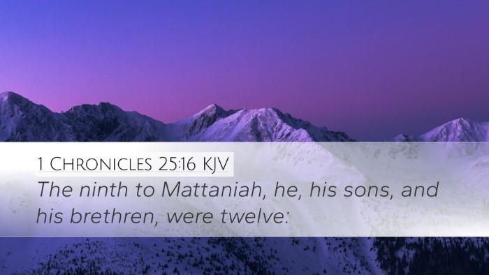 1 Chronicles 25:16 KJV Desktop Wallpaper - The ninth to Mattaniah, he, his sons, and his - Desktop Bible Verse Wallpaper