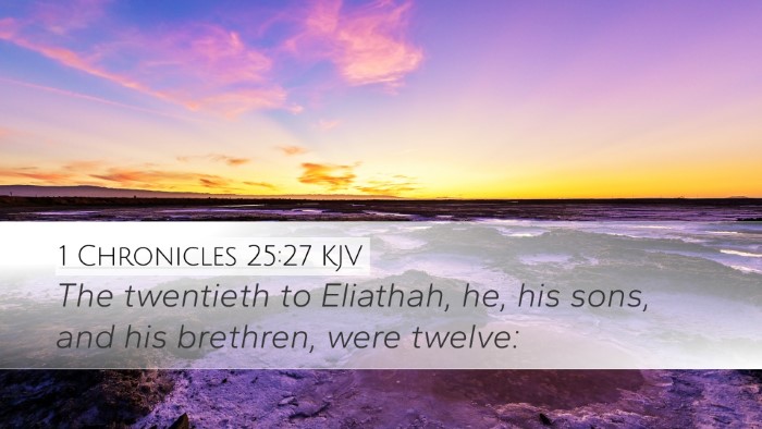 1 Chronicles 25:27 KJV Desktop Wallpaper - The twentieth to Eliathah, he, his sons, and his - Desktop Bible Verse Wallpaper