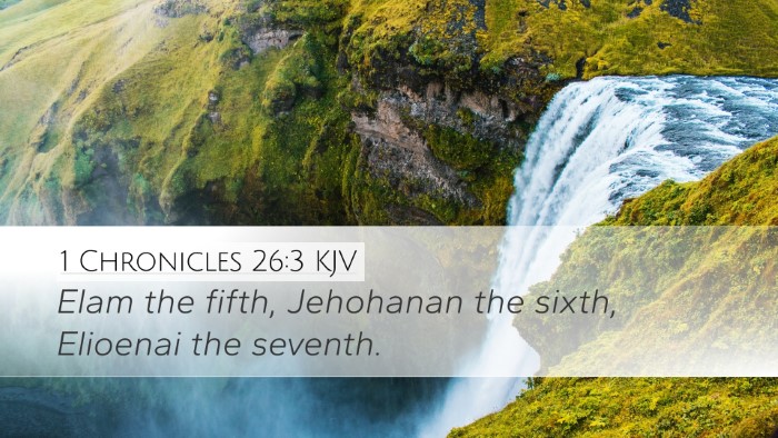 1 Chronicles 26:3 KJV Desktop Wallpaper - Elam the fifth, Jehohanan the sixth, Elioenai the - Desktop Bible Verse Wallpaper