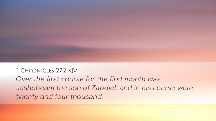 1 Chronicles 27:2 KJV Bible Verse Image