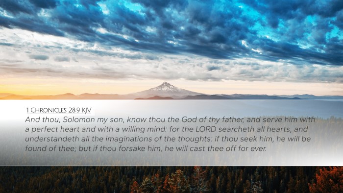 1 Chronicles 28:9 KJV Bible Verse Image