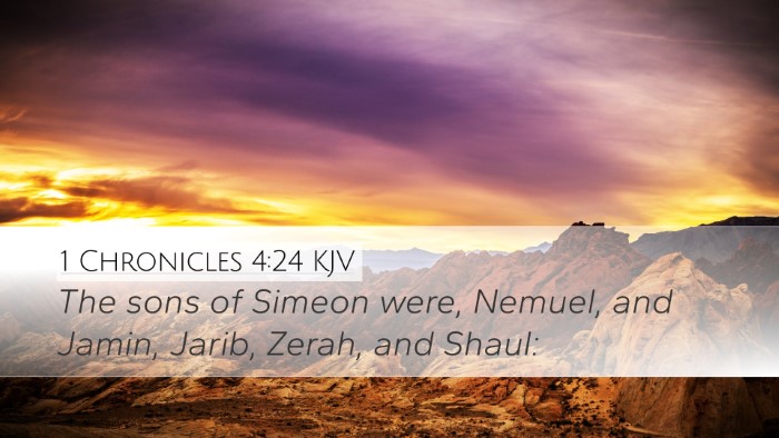 1 Chronicles 4:24 KJV Bible Verse Image