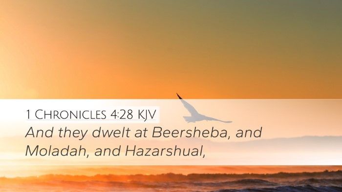 1 Chronicles 4:28 KJV Bible Verse Image