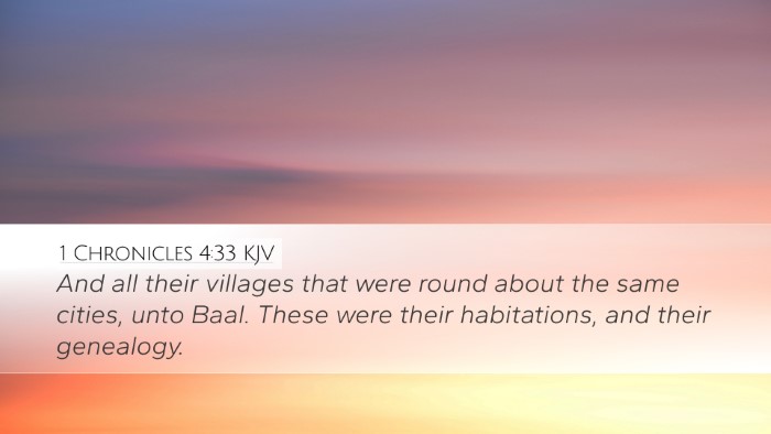 1 Chronicles 4:33 KJV Bible Verse Image