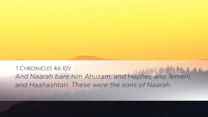 1 Chronicles 4:6 KJV Desktop Wallpaper - And Naarah bare him Ahuzam, and Hepher, and - Desktop Bible Verse Wallpaper