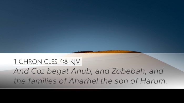 1 Chronicles 4:8 KJV Desktop Wallpaper - And Coz begat Anub, and Zobebah, and the families - Desktop Bible Verse Wallpaper