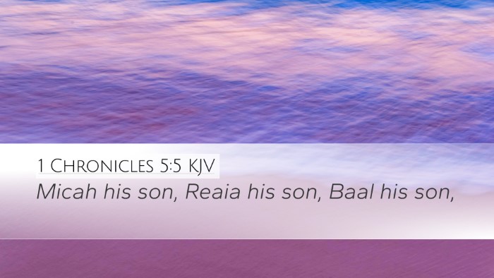 1 Chronicles 5:5 KJV Desktop Wallpaper - Micah his son, Reaia his son, Baal his - Desktop Bible Verse Wallpaper