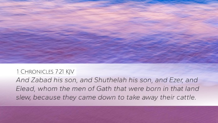 1 Chronicles 7:21 KJV Desktop Wallpaper - And Zabad his son, and Shuthelah his son, and - Desktop Bible Verse Wallpaper