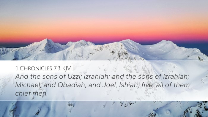 1 Chronicles 7:3 KJV Desktop Wallpaper - And the sons of Uzzi; Izrahiah: and the sons of - Desktop Bible Verse Wallpaper