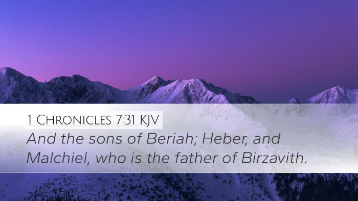 1 Chronicles 7:31 KJV Desktop Wallpaper - And the sons of Beriah; Heber, and Malchiel, who - Desktop Bible Verse Wallpaper