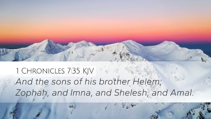 1 Chronicles 7:35 KJV Desktop Wallpaper - And the sons of his brother Helem; Zophah, and - Desktop Bible Verse Wallpaper