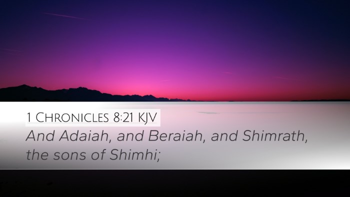 1 Chronicles 8:21 KJV Desktop Wallpaper - And Adaiah, and Beraiah, and Shimrath, the sons - Desktop Bible Verse Wallpaper