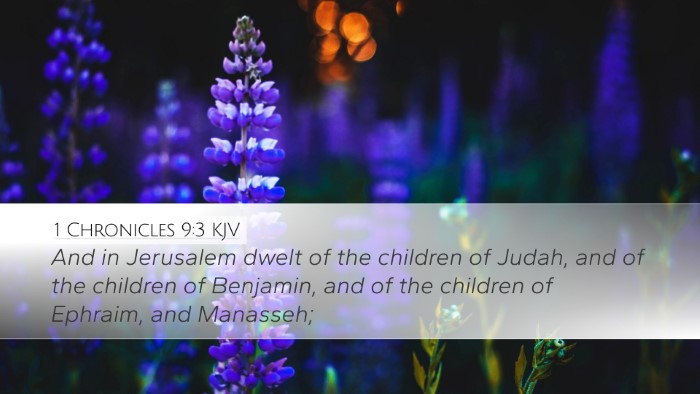1 Chronicles 9:3 KJV Bible Verse Image